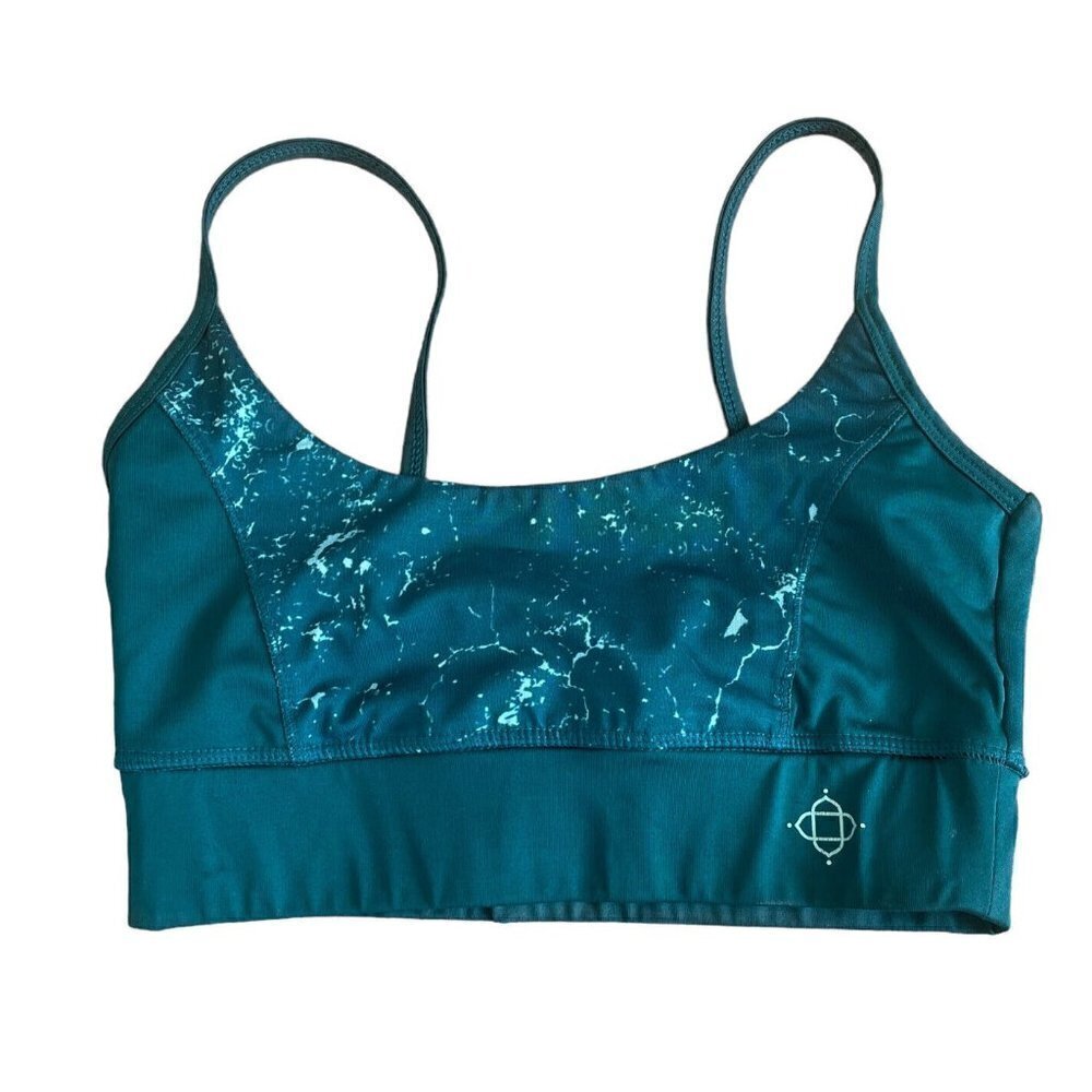 Satva Women Small Sports Bra Green Space Dye Athletic Running Yoga Workout